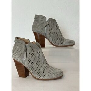 Women's Rag And Bone Gray Suede Ankle Boots With Wood Block Heel Size 37 US 7